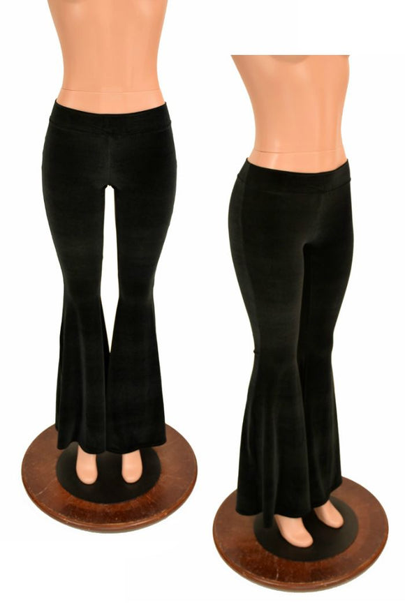 Black Velvet High Waist Solar Flares - Coquetry Clothing