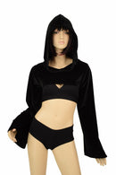Black Velvet Hooded Bolero - Coquetry Clothing