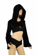 Black Velvet Hooded Bolero - Coquetry Clothing