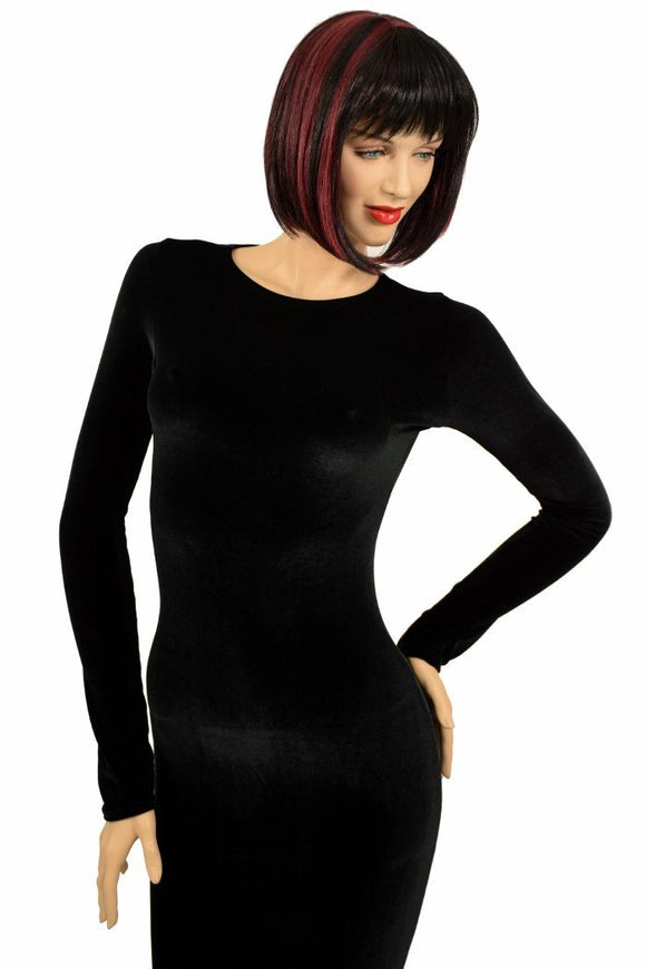 Black Velvet Long Sleeve Gown - Coquetry Clothing