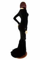 Black Velvet Long Sleeve Gown - Coquetry Clothing