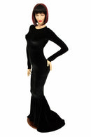 Black Velvet Long Sleeve Gown - Coquetry Clothing