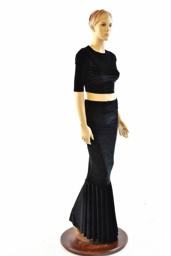 Black Velvet Mermaid Skirt & Top - Coquetry Clothing