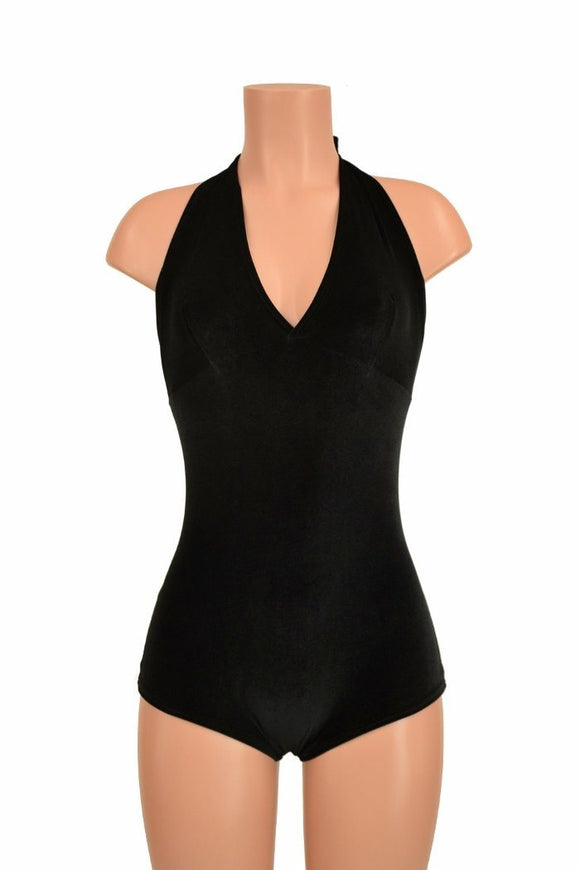 Black Velvet "Monroe" Halter Romper - Coquetry Clothing