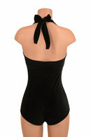 Black Velvet "Monroe" Halter Romper - Coquetry Clothing