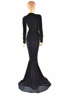 Black Velvet Morticia Gown - Coquetry Clothing