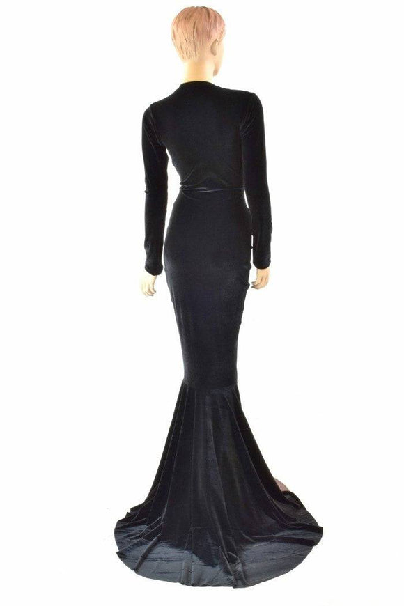 Black Velvet Morticia Gown - Coquetry Clothing