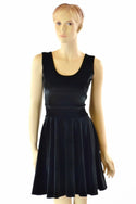 Black Velvet Pocket Skater Dress - 1