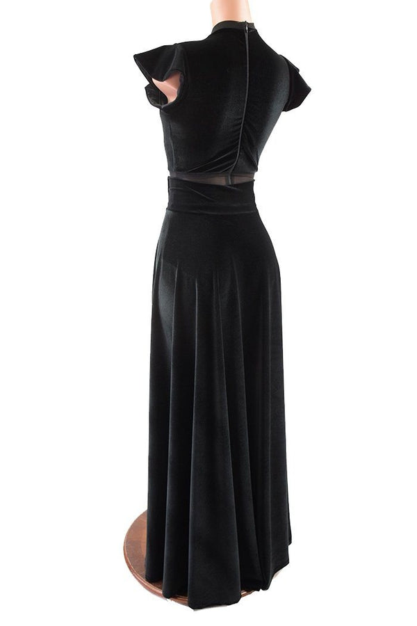 Black Velvet Romper & Break Away Skirt Set - 5