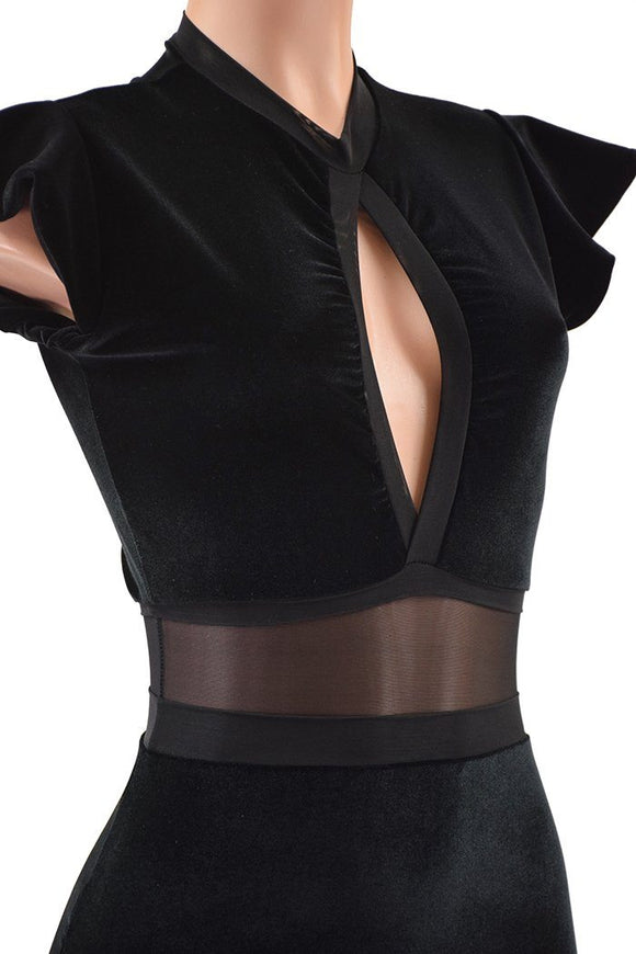 Black Velvet Romper & Break Away Skirt Set - Coquetry Clothing