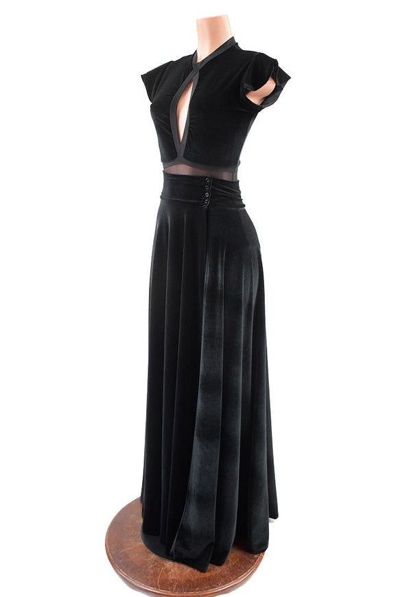 Black Velvet Romper & Break Away Skirt Set - Coquetry Clothing