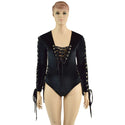 Black Velvet Romper with FIVE Laceups - 4