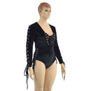 Black Velvet Romper with FIVE Laceups - Coquetry Clothing