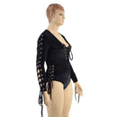 Black Velvet Romper with FIVE Laceups - Coquetry Clothing