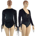 Black Velvet Romper with FIVE Laceups - 1