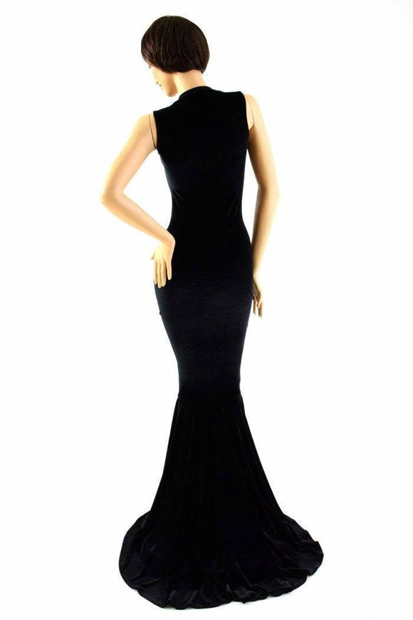 Black Velvet Sleeveless Gown - Coquetry Clothing