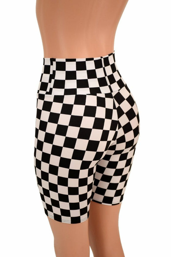 Black & White Check Bike Shorts - Coquetry Clothing
