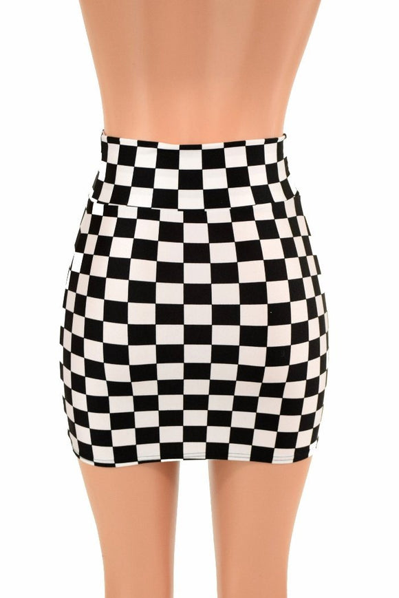 Black & White Check Bodycon Skirt - Coquetry Clothing