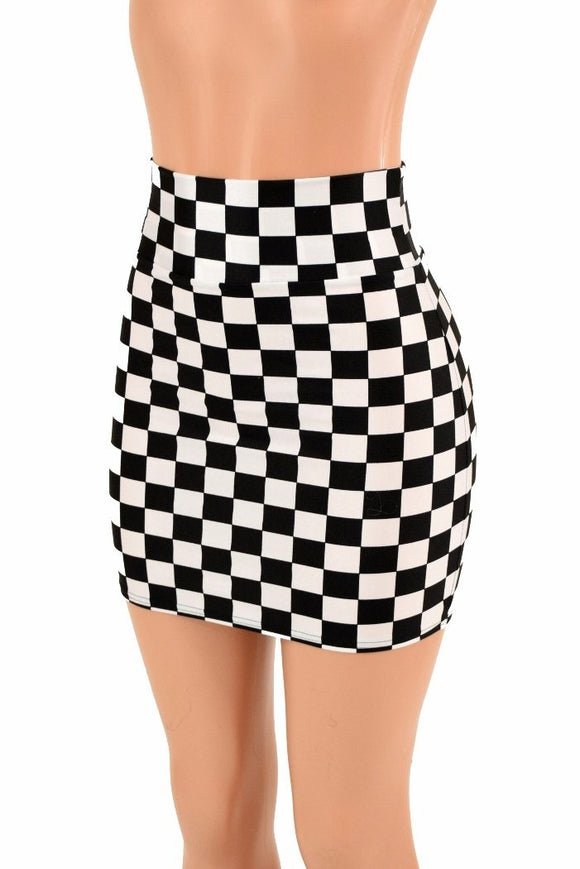 Black & White Check Bodycon Skirt - Coquetry Clothing