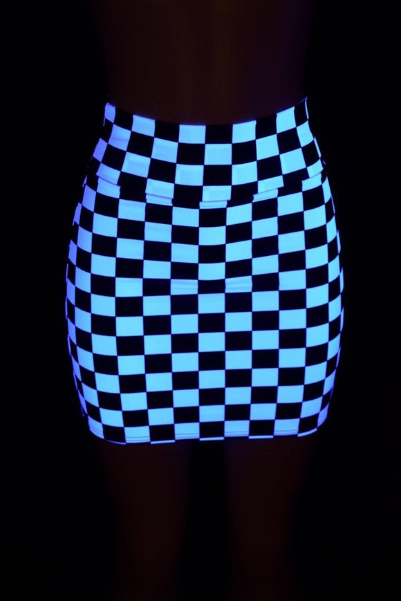 Black & White Check Bodycon Skirt - Coquetry Clothing