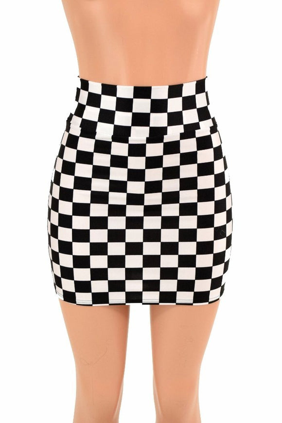 Black & White Check Bodycon Skirt - Coquetry Clothing