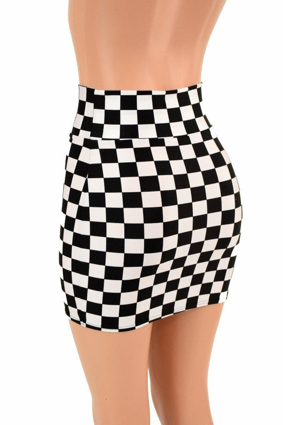 Black & White Check Bodycon Skirt - Coquetry Clothing