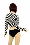 Black & White Check Long Sleeve Crop - Coquetry Clothing
