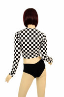 Black & White Check Long Sleeve Crop - Coquetry Clothing