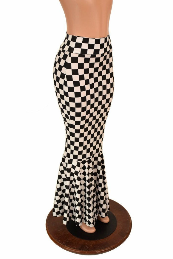 Black & White Check Mermaid Skirt - Coquetry Clothing
