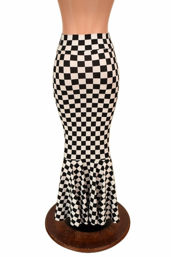 Black & White Check Mermaid Skirt - Coquetry Clothing