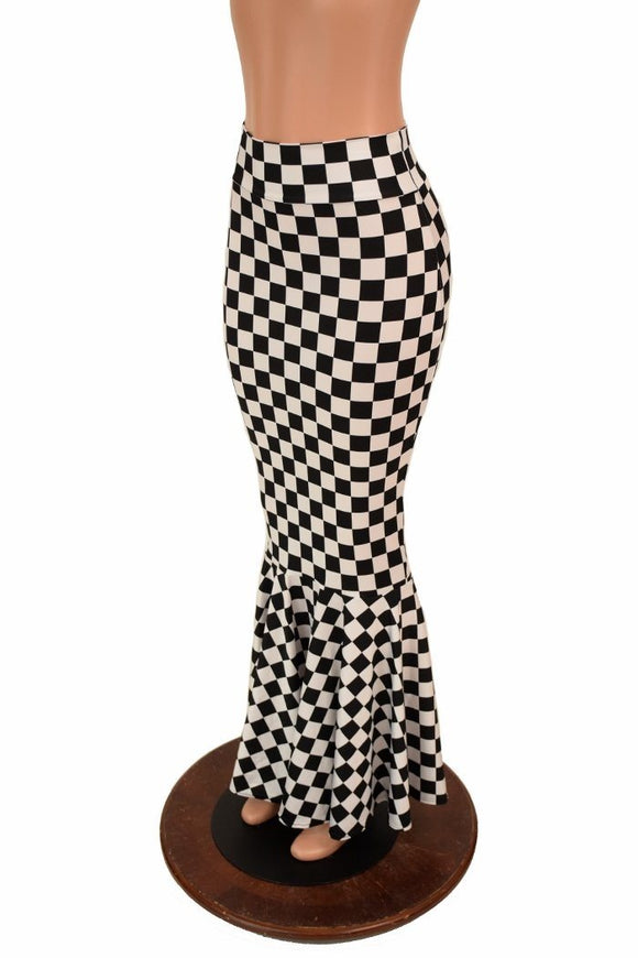 Black & White Check Mermaid Skirt - Coquetry Clothing