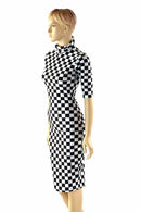 Black & White Checkered Bodycon Dress - Coquetry Clothing
