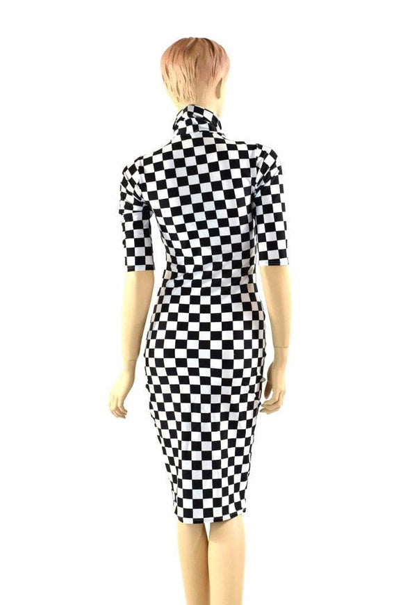 Black & White Checkered Bodycon Dress - Coquetry Clothing