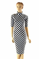 Black & White Checkered Bodycon Dress - Coquetry Clothing