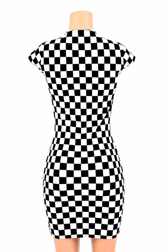 Black & White Checkered Bodycon Dress - Coquetry Clothing