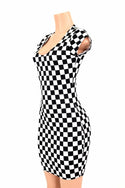 Ready to Ship Black & White Checkered Bodycon Dress XXS - 1