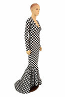 Black & White Checkered Gown - Coquetry Clothing
