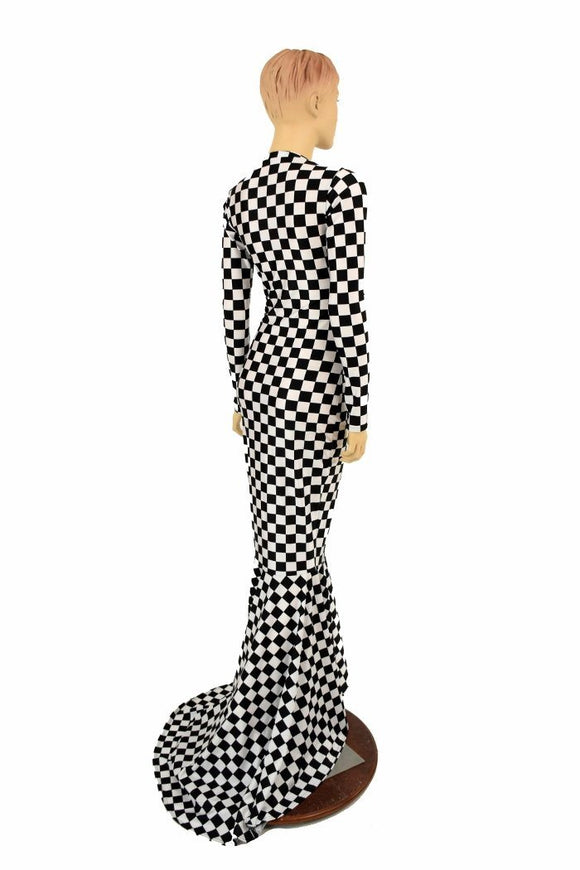 Black & White Checkered Gown - Coquetry Clothing