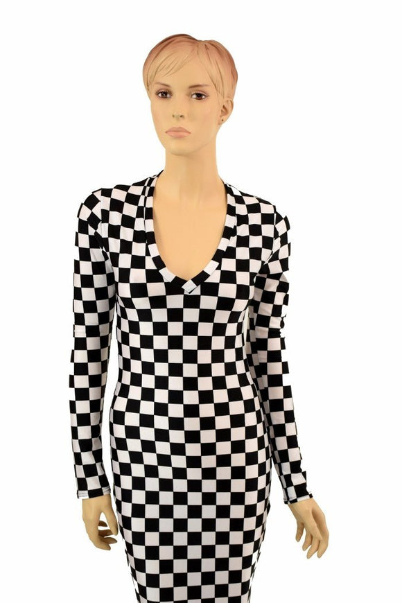 Black & White Checkered Gown - Coquetry Clothing