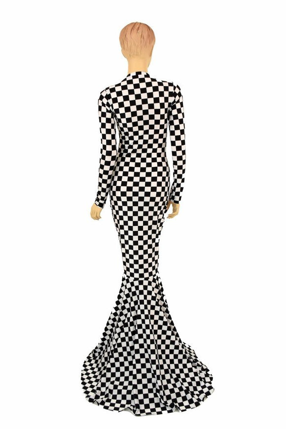 Black & White Checkered Gown - Coquetry Clothing