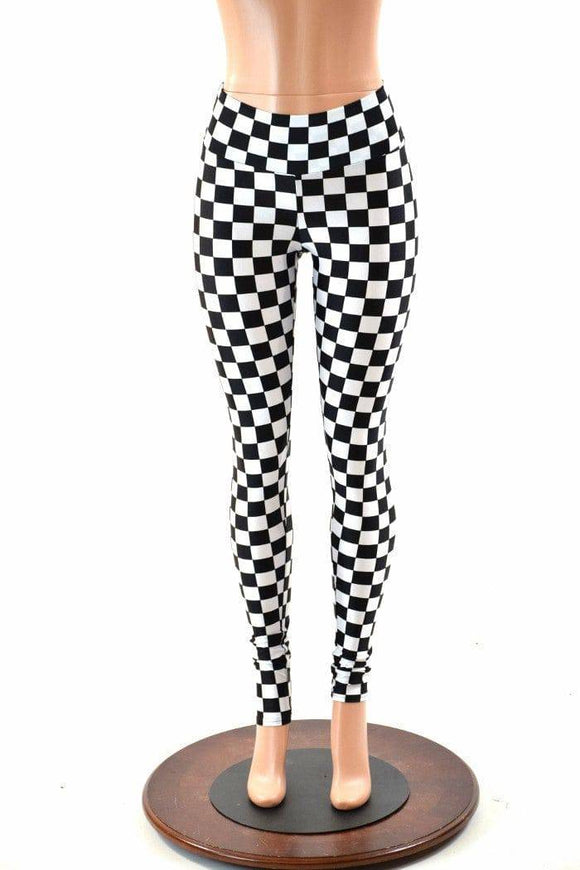 Black & White Checkered Leggings - Coquetry Clothing