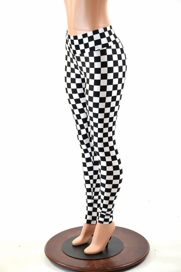 Black & White Checkered Leggings - 4