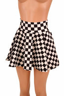 Black & White Checkered Mini Rave Skirt - Coquetry Clothing