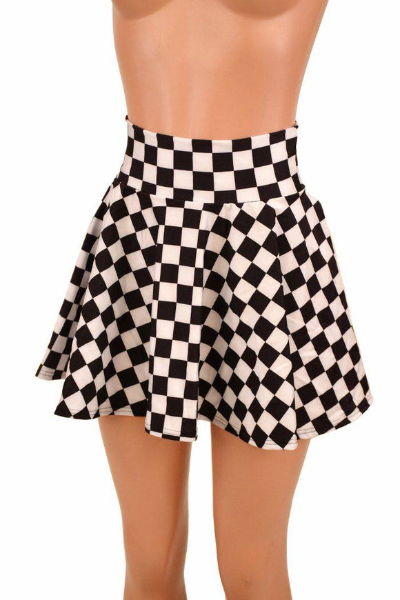 Black & White Checkered Mini Rave Skirt - Coquetry Clothing