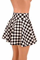Black & White Checkered Mini Rave Skirt - Coquetry Clothing