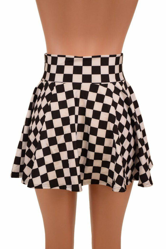 Black & White Checkered Mini Rave Skirt - Coquetry Clothing