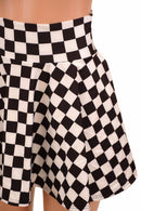 Black & White Checkered Mini Rave Skirt - Coquetry Clothing