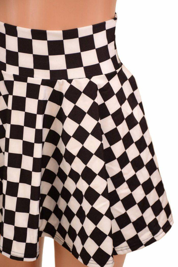 Black & White Checkered Mini Rave Skirt - Coquetry Clothing