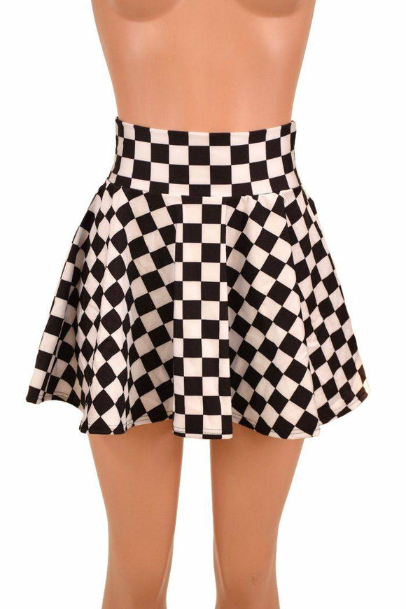 Black & White Checkered Mini Rave Skirt - Coquetry Clothing