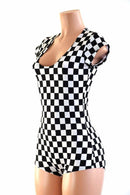 Black & White Checkered Romper - Coquetry Clothing